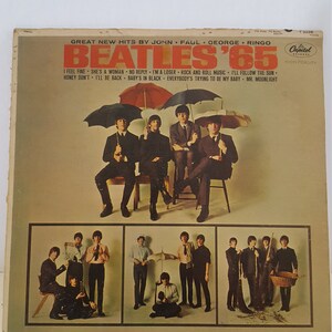 Vintage 1965 Beatles &#39;65 vinyl record album, cover not great but vinyl plays well