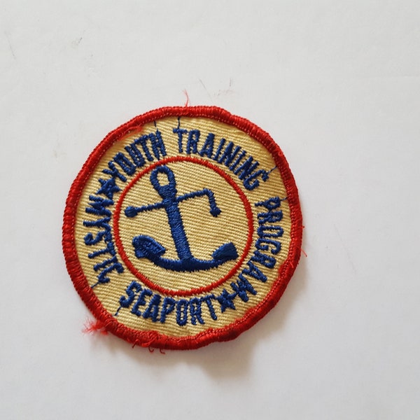 Vintage circa 1960's worn embroidered patch Boy Scouts of America "Youth Training Program Mystic Seaport"