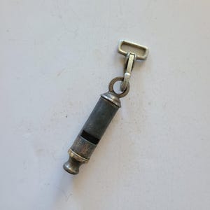 Vintage heavy gauge &quot;Regulation Police&quot; Whistle, similar style to Metropolitan by Acme with clip and patina, Reed type.