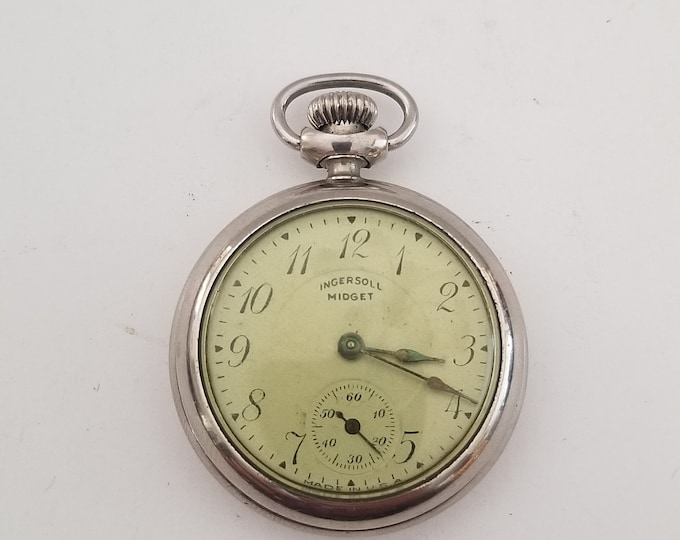 Vintage Circa 19351940 Ingersoll Midget Pocket Watch in Good Cosmetic