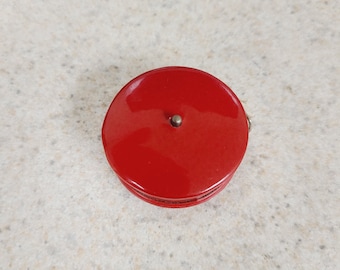 Vintage Cloth Tape Measure: red metal case. Made in USA