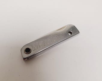 Vintage 1982 advertising pocket knife, nail file, bottle opener, screwdriver advertising for Mardian, Bassett, multi-tool keyring