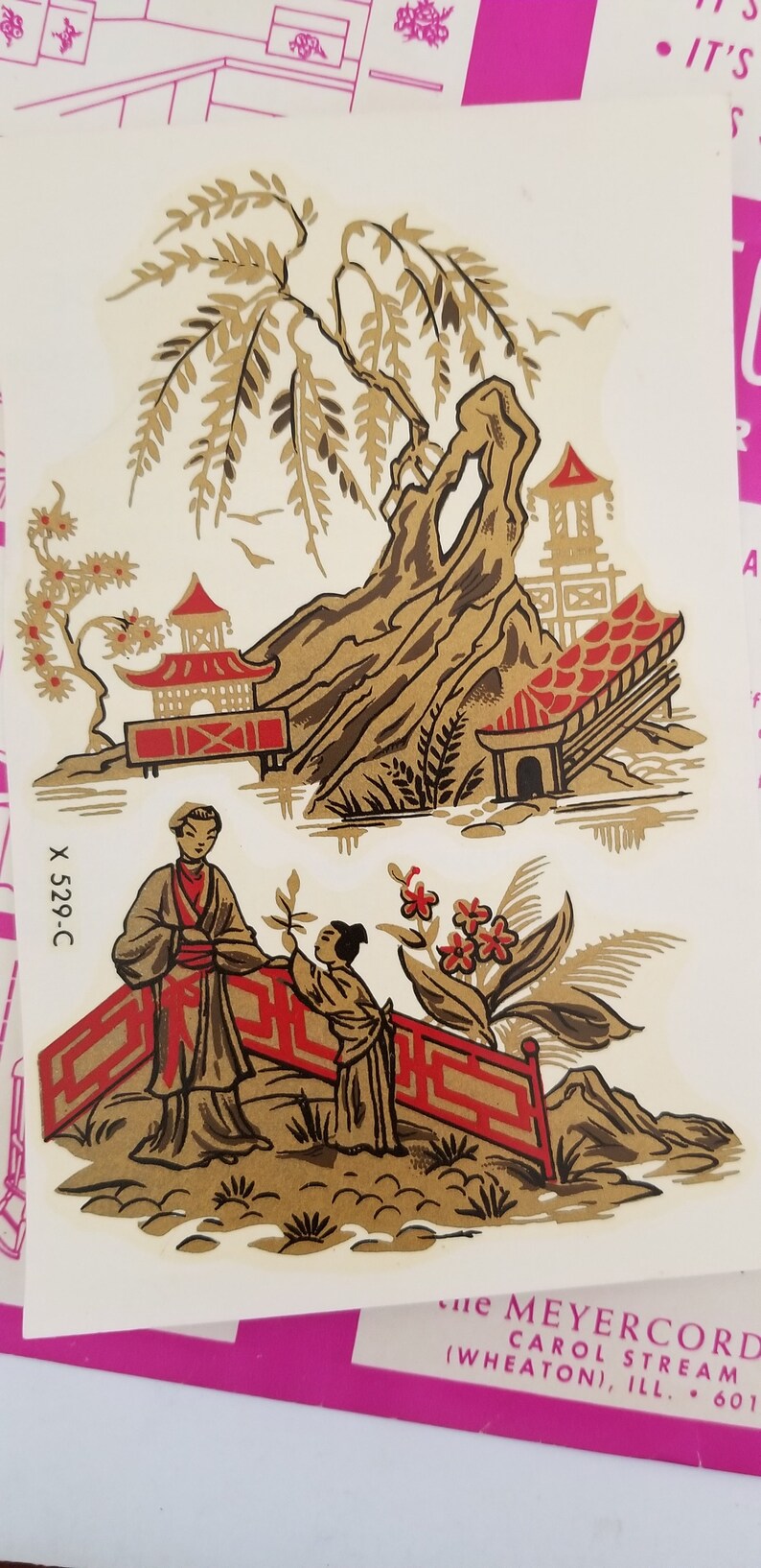 Décalcomanies florales Meyercord vintage 1981 - Lot de 3