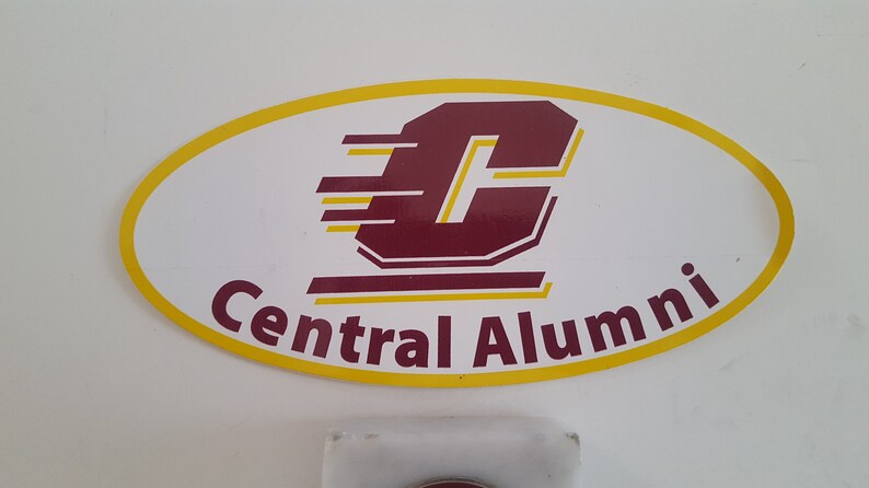 Vintage collection of Central Michigan University items marble paperweight and 2 bumper stickers