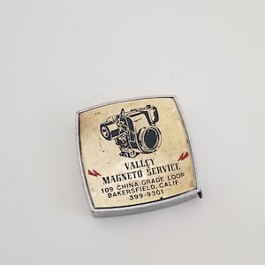 Vintage 1960s Valley Magneto Service Advertising Tape Measure