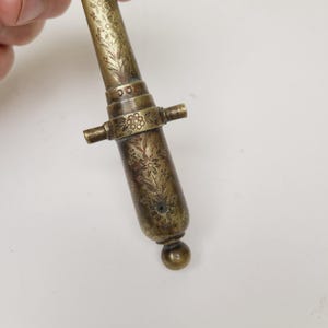 Antique Bronze Signaling Cannon: Engraved Floral Design, 5 5/16&quot;