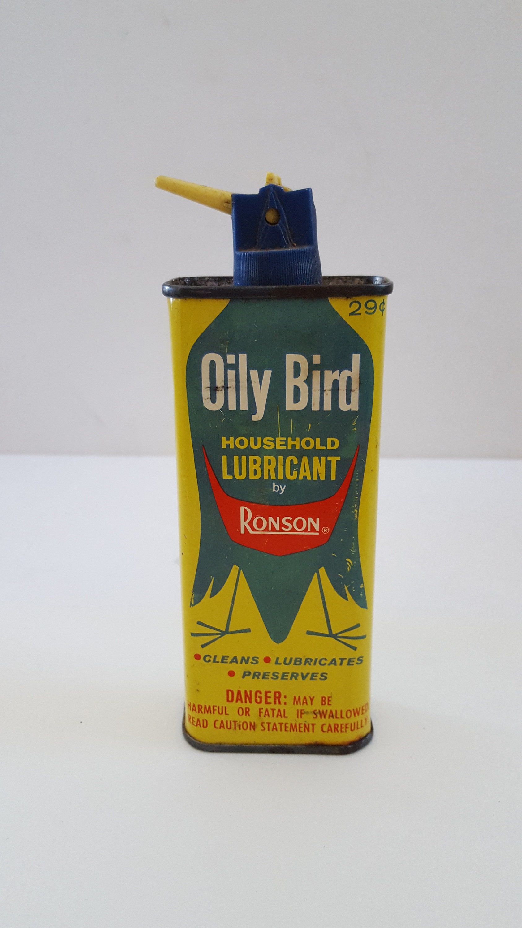 Vintage 1960s Oil Can Dupont Auto Upholstery Cleaner Empty 12 oz