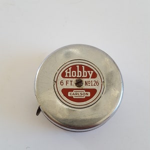 Vintage, Circa 1950's Cloth Tape Measure, 'Swordfish Brand' in Brown  Leather Case with Brass Rewind