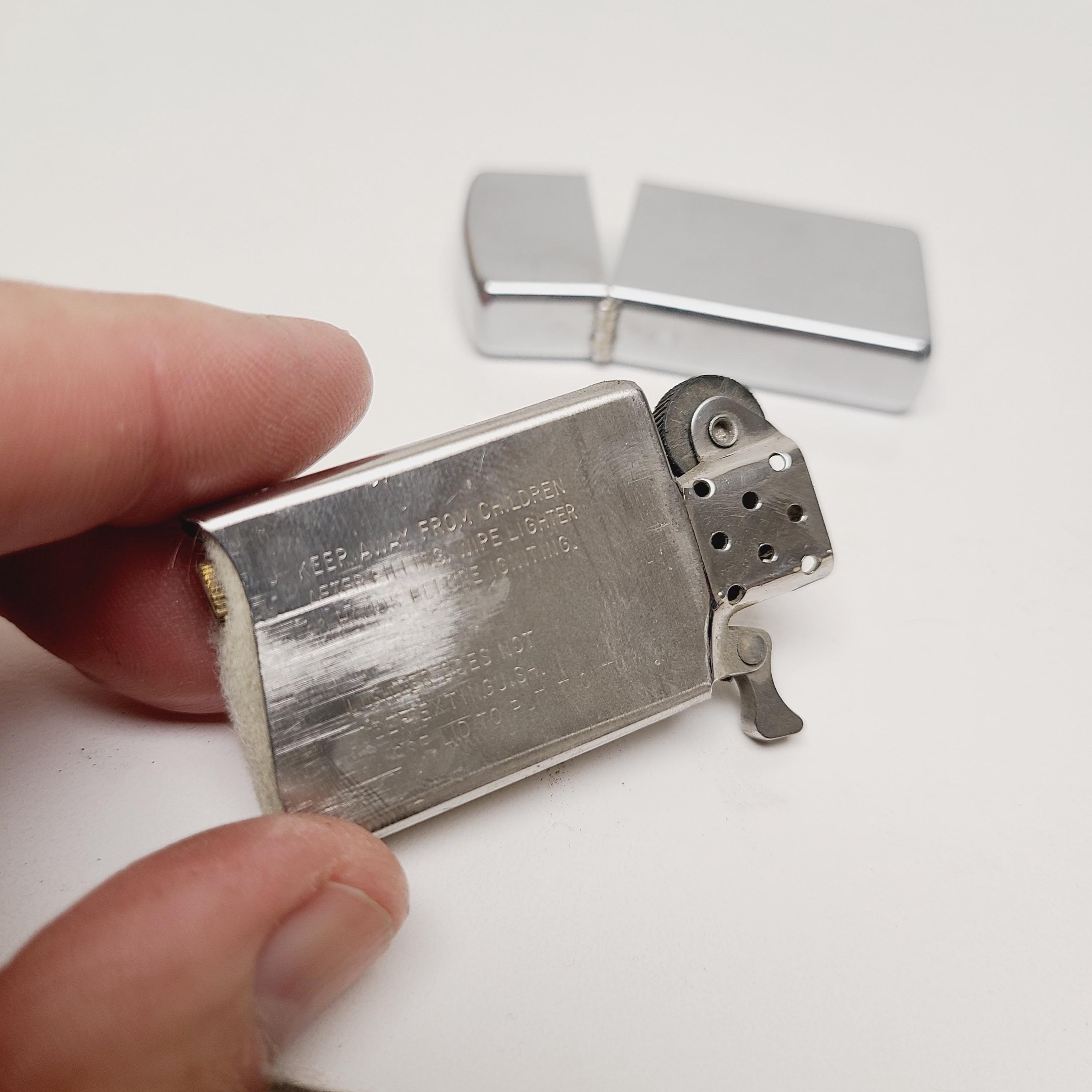 Vintage 1980 Zippo Slim Windproof Cigarette Lighter, Needs Flint