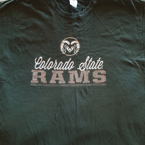 Vintage Mid 1980's Colorado State University "Rams" 100 % cotton 2XL size t-shirt, used but clean slightly distressed condition