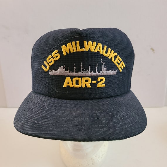 Vintage 1980's ballcap USS Milwaukee AOR-2 Wichit… - image 1