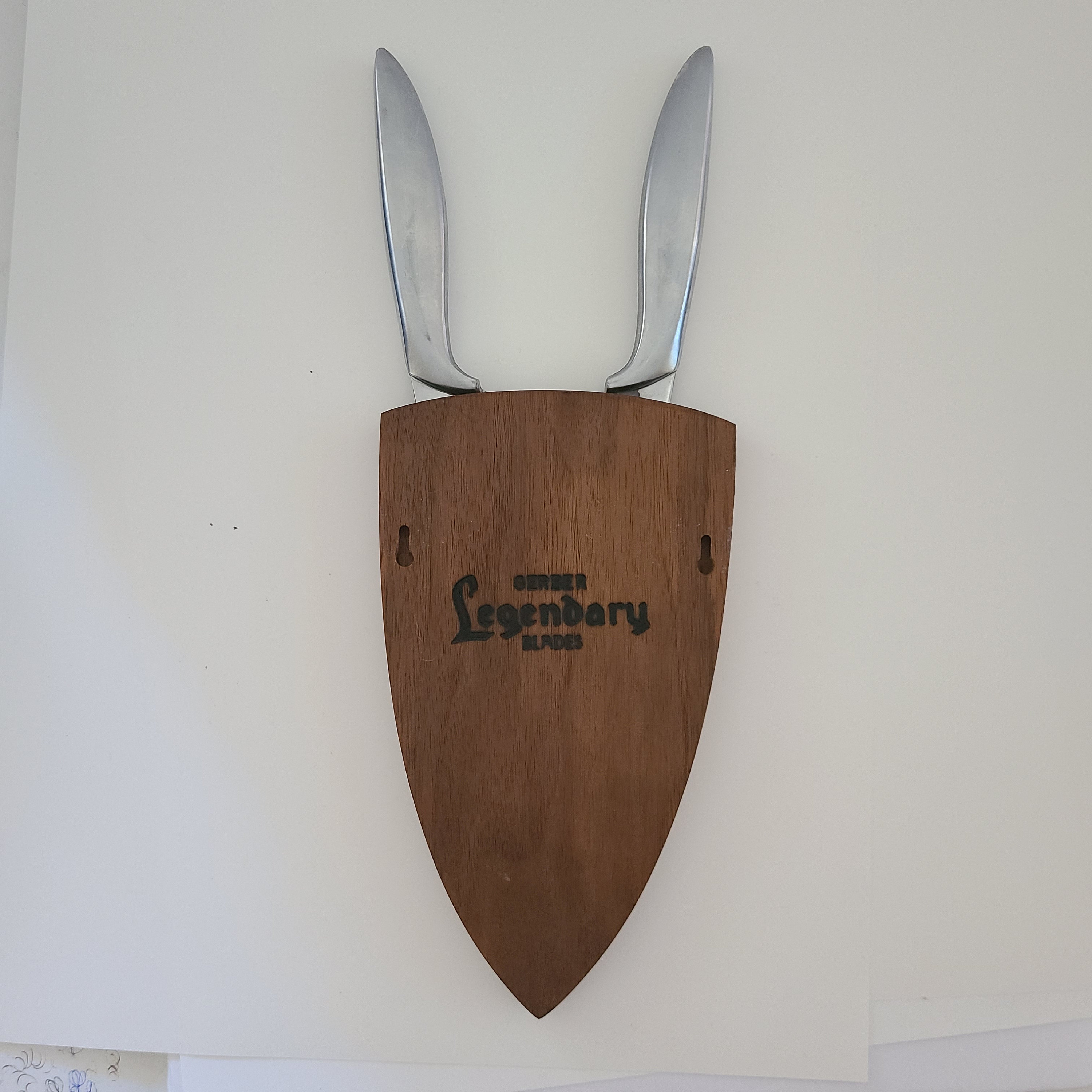 Vintage Gerber Walnut Knife Holder: Mid Century Modern Kitchen 