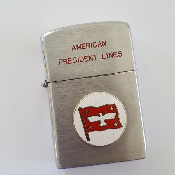 Vintage early 1960's cigarette lighter windproof American President Lines shipping, original, needs flint and fluid