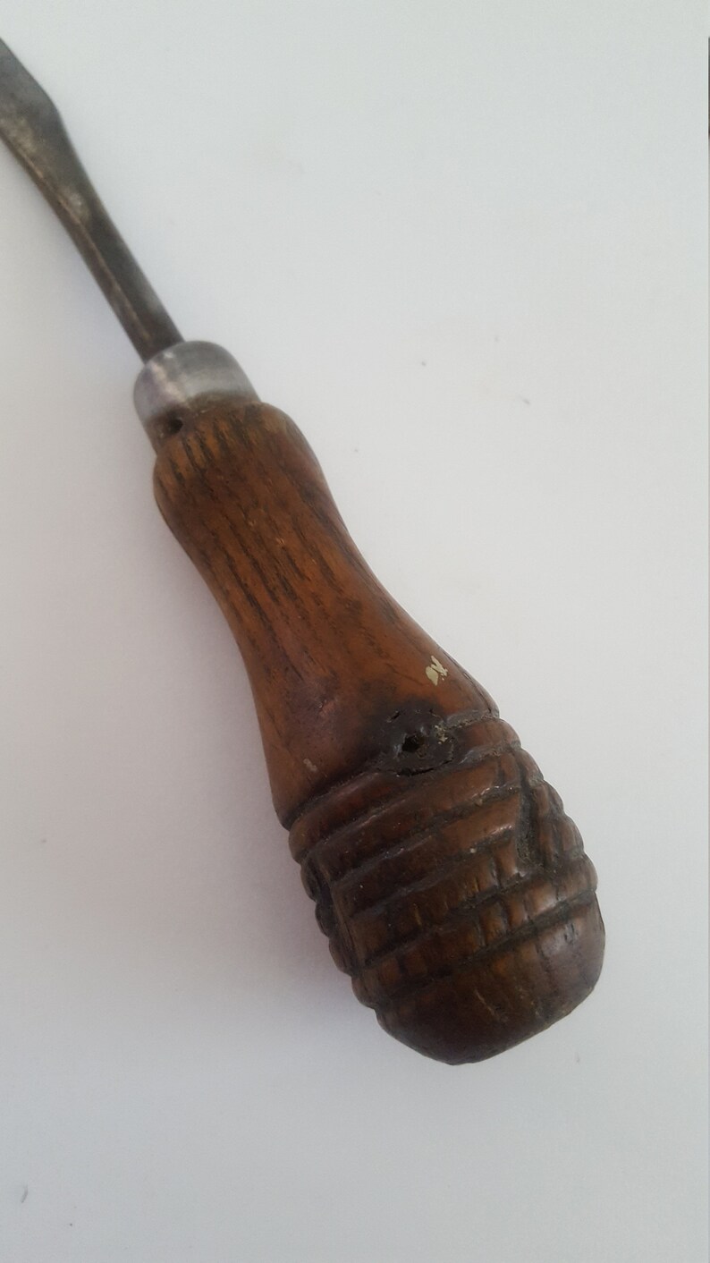Vintage Flathead/slot Screwdriver, Wooden Handle Lathe Turned Hardwood ...