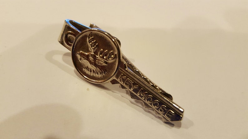 Vintage Moose Lodge tie clip Key Moose 1960s B6 Men/'s Fraternal Organization key shape