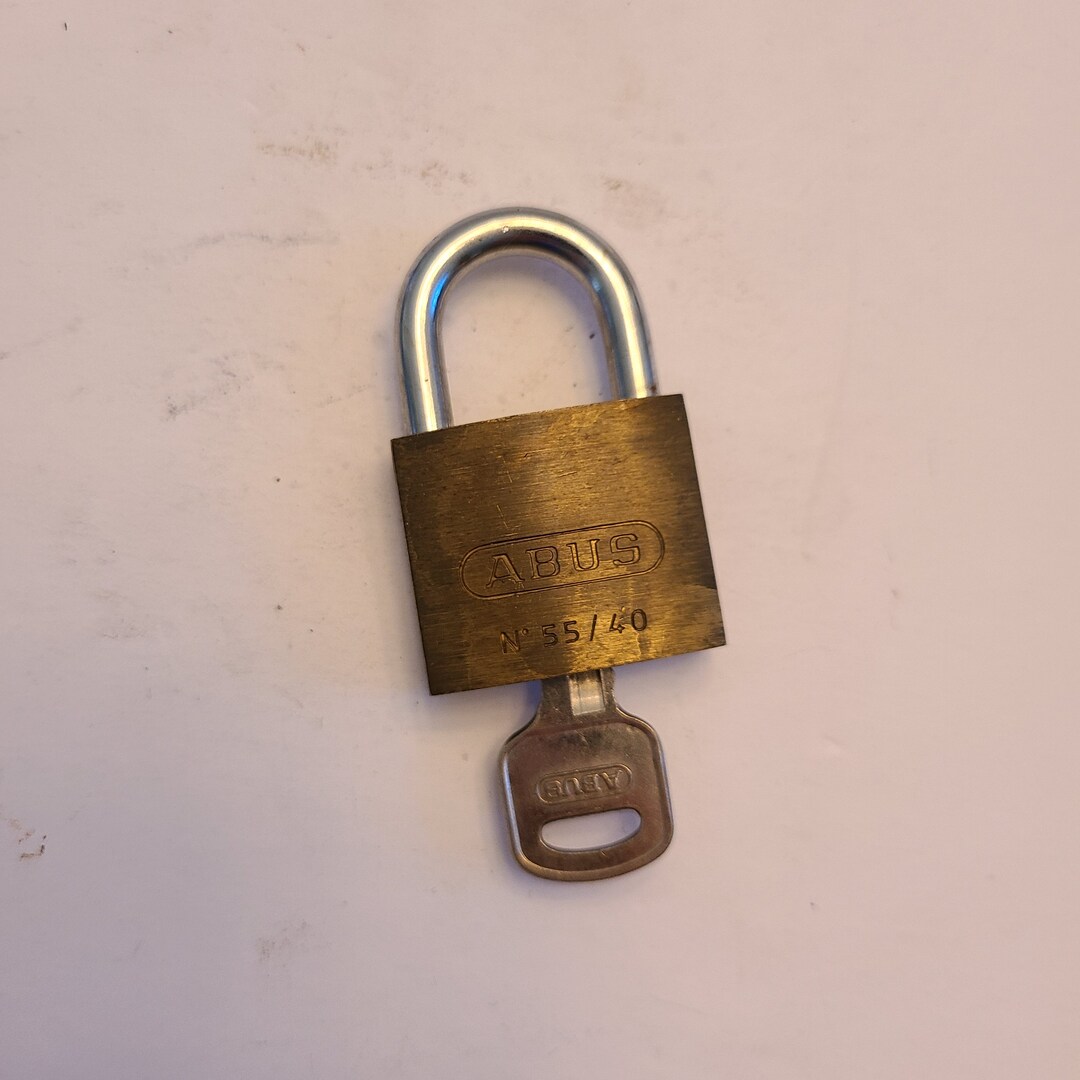 Branded Lock Vintage Circa 1990's Brass and Steel Abus Branded Lock and Key No.55-40 ...