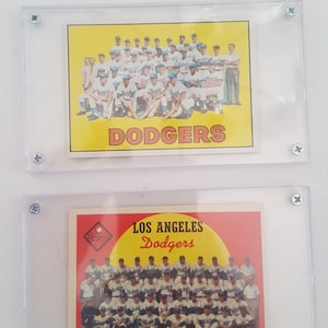 Vintage lot of 2 Topps trading cards Los Angeles Dodgers team portraits 1959 & 1966