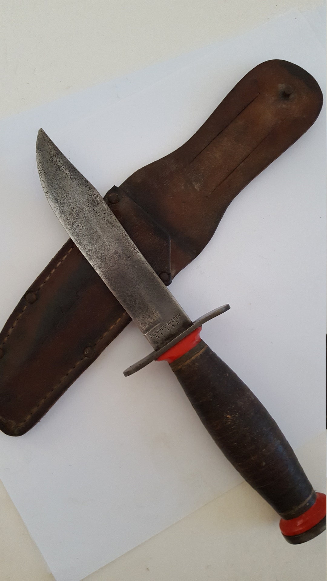 Vintage Schradewalden bowie Hunter Utility Knife, 19591973 Tang Stamp