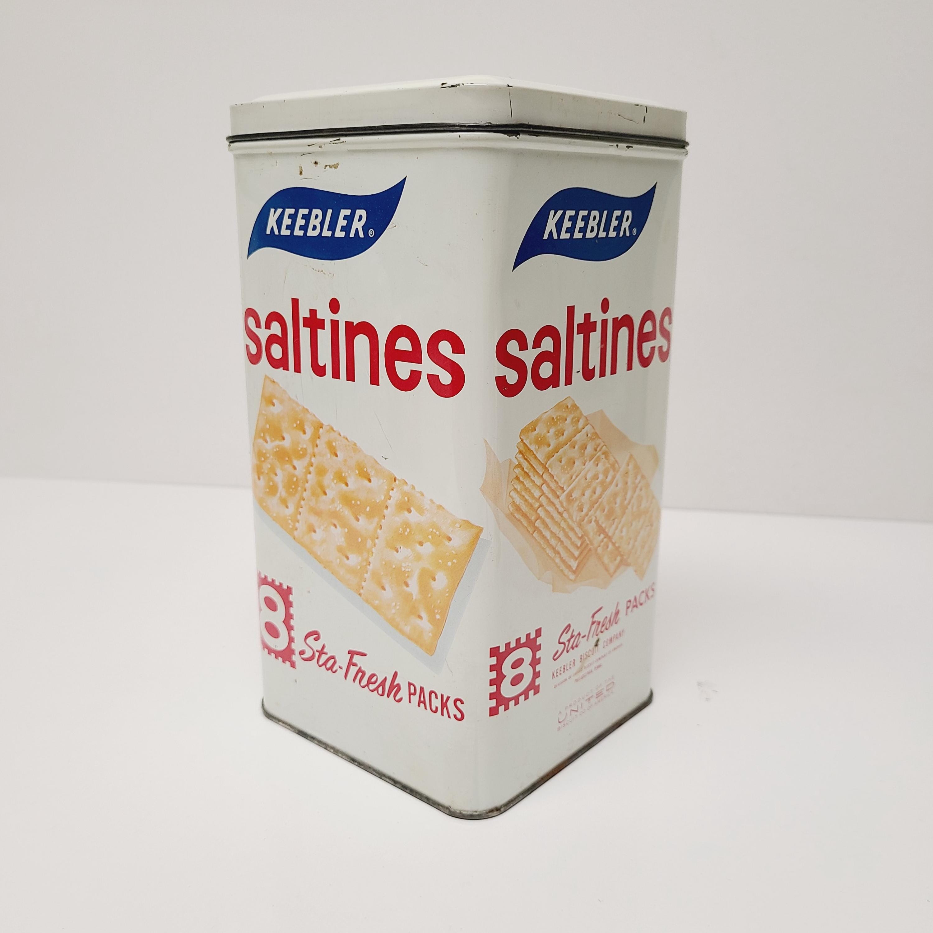 Vintage Keebler Saltine Crackers Tin: 1950s-60s Kitchen Storage