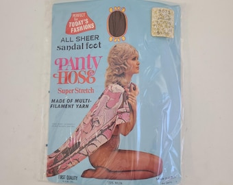 Vintage 1970s Pantyhose: Charcoal Sheer Nylon, Size B (Original Packaging)