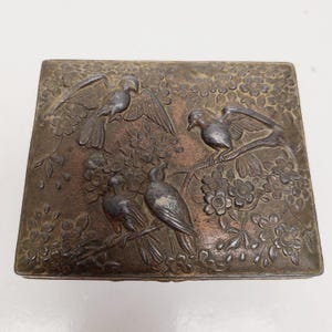 Vintage Japanese cigarette box, Made in Japan early 1930s, World&#39;s Fair souvenir possibly animal decorations