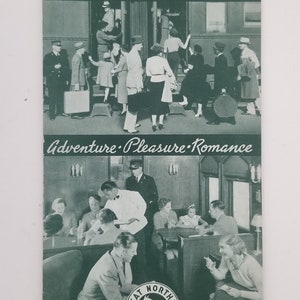Vintage 1938 travel brochure price list for excursions by The Great Northern Railway, Adventure-Pleasure-Romance, Chicago Agency