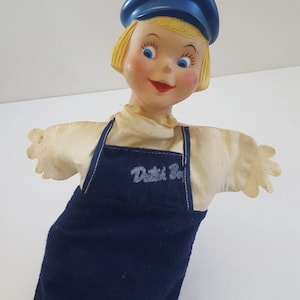 Vintage 1950s Dutch Boy Paint Hand Puppet: Vinyl Head, Cloth Body