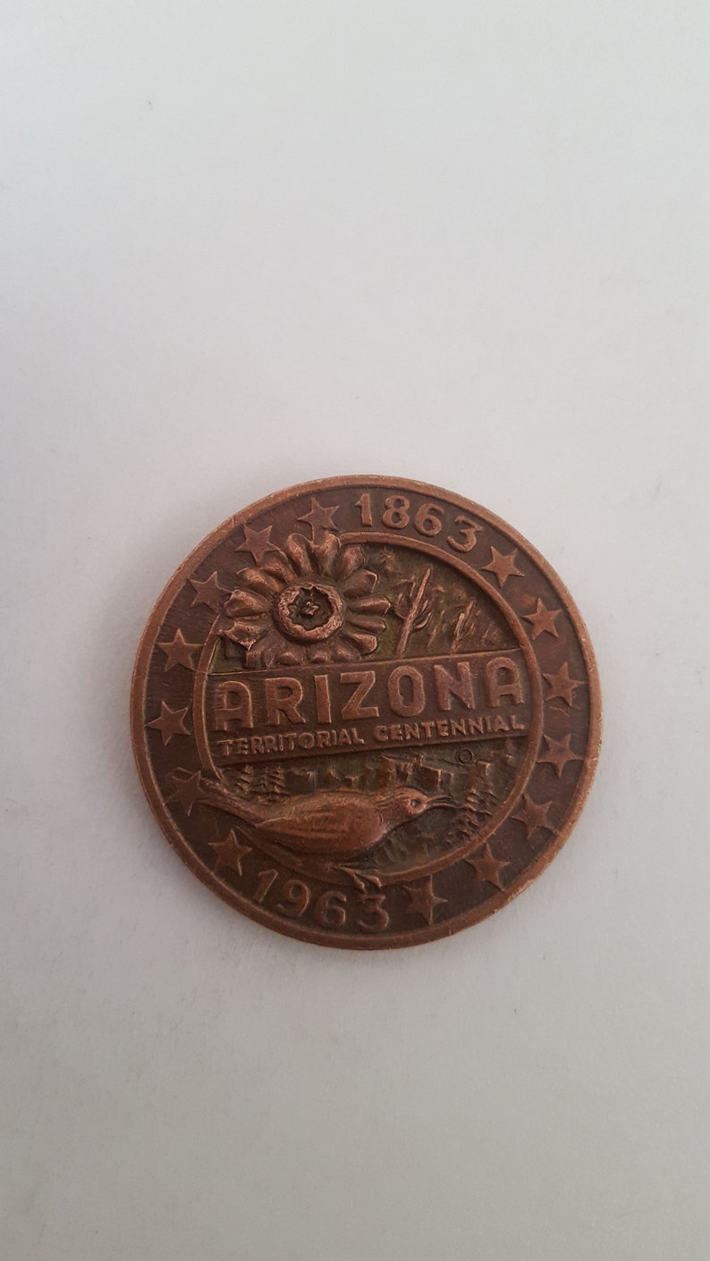 Vintage 1963 Arizona Territorial Centennial copper medallion 1 316