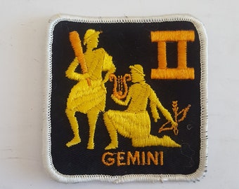 Vintage circa 1970's "Gemini" embroidered patch, used good condition,  astrology sign