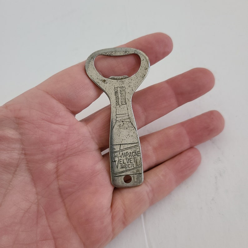 Vintage circa 1930's Champagne Velvet Beer bottle opener, cleaned good condition, Terre Haute Brewing image 2