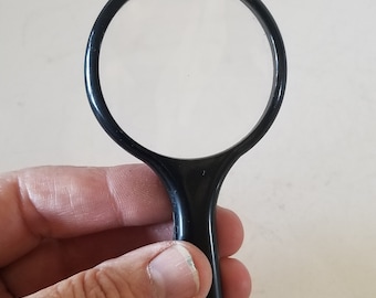 Vintage Small Size Magnifying Glass, Metal Frame With Plastic Mid Century  Handle. Marked I.K. Japan 2 Diameter Glass With Detail Spot 