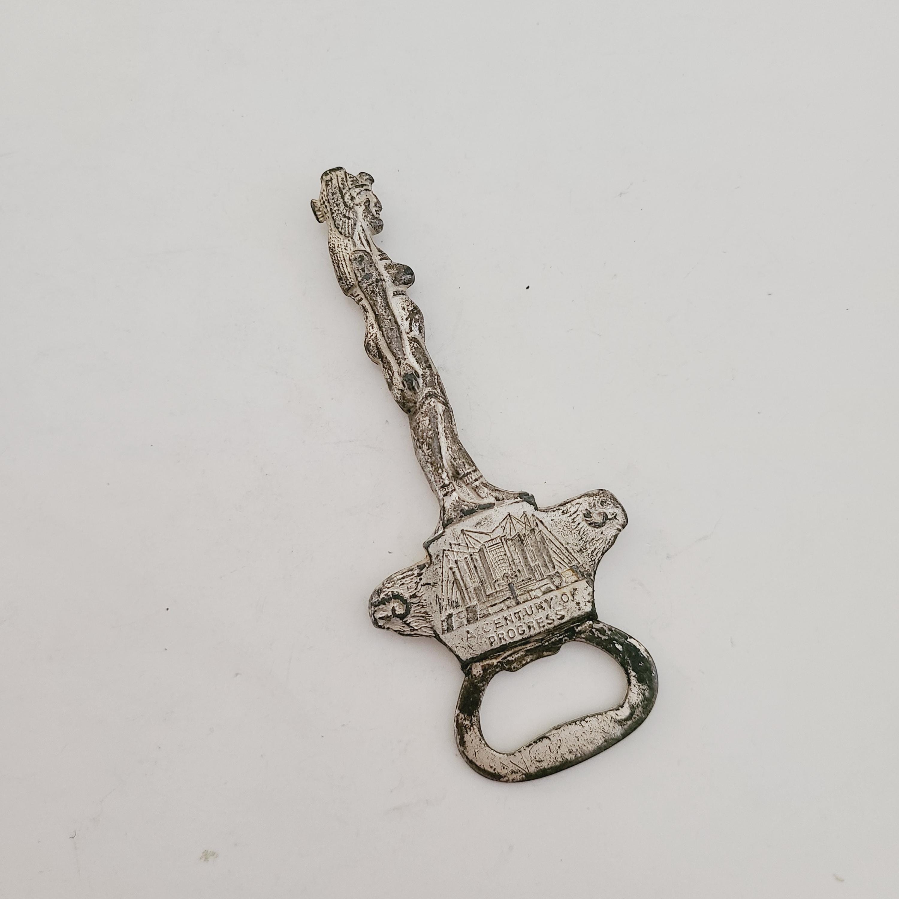 Vintage 1933 Chicago World's Fair Bottle Opener: Egyptian Princess