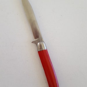 Vintage Hammer Brand Sheath Knife: Red Plastic Handle, 1945-1955
