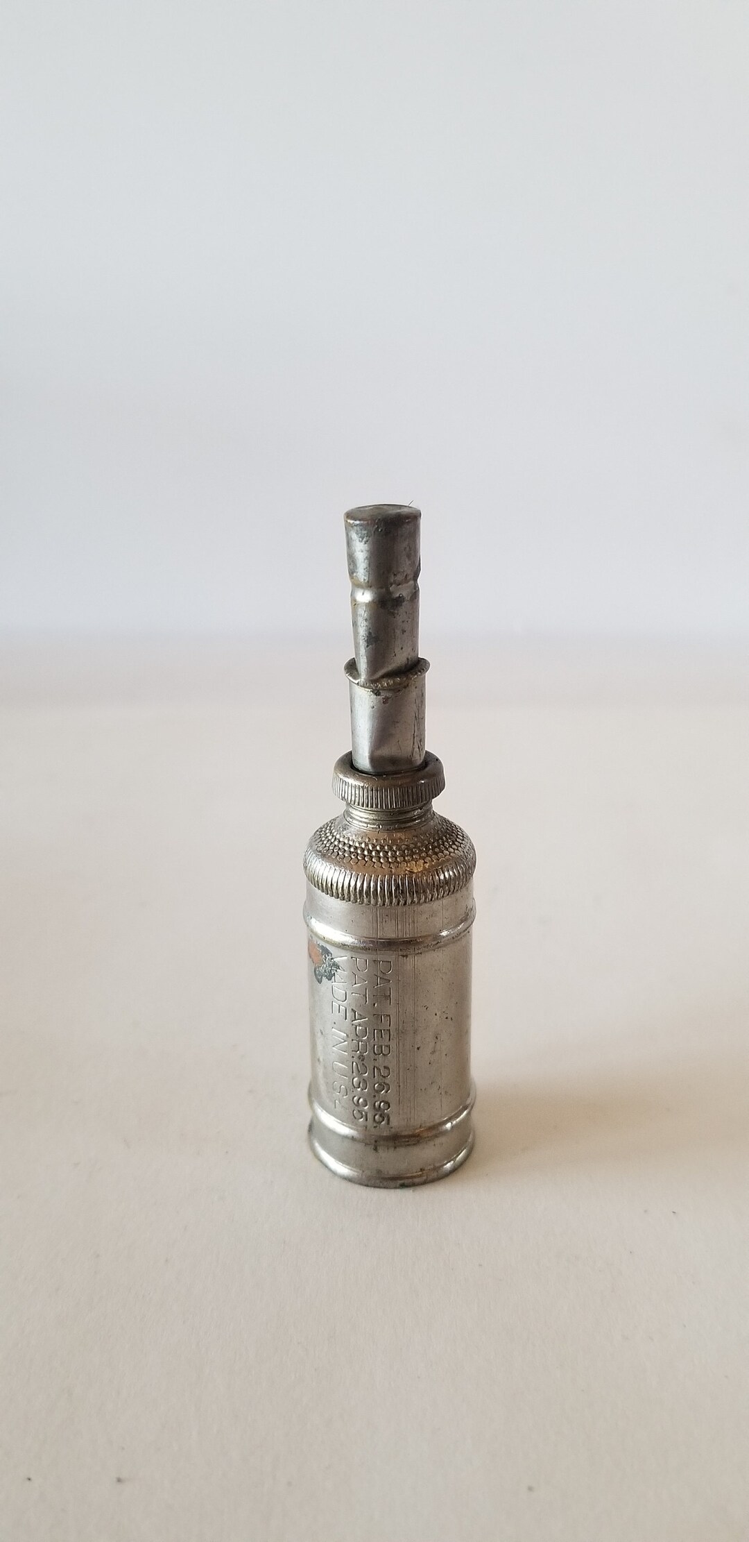 Antique Circa 1890's Small Needle Point Oiler, Made in USA Worn Brass