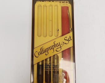Vintage 1980s W.A. Sheaffer's Calligraphy Fountain Pen: set of 3 nibs with instructions