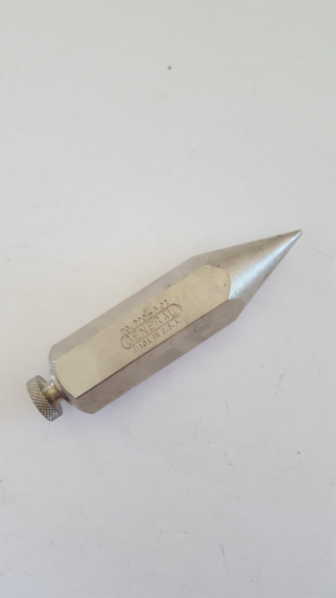 Vintage 1970's General Hardware Mfg. Co No.790 5 Ounce Steel Machined Plumb Bob. Made in USA 3 7