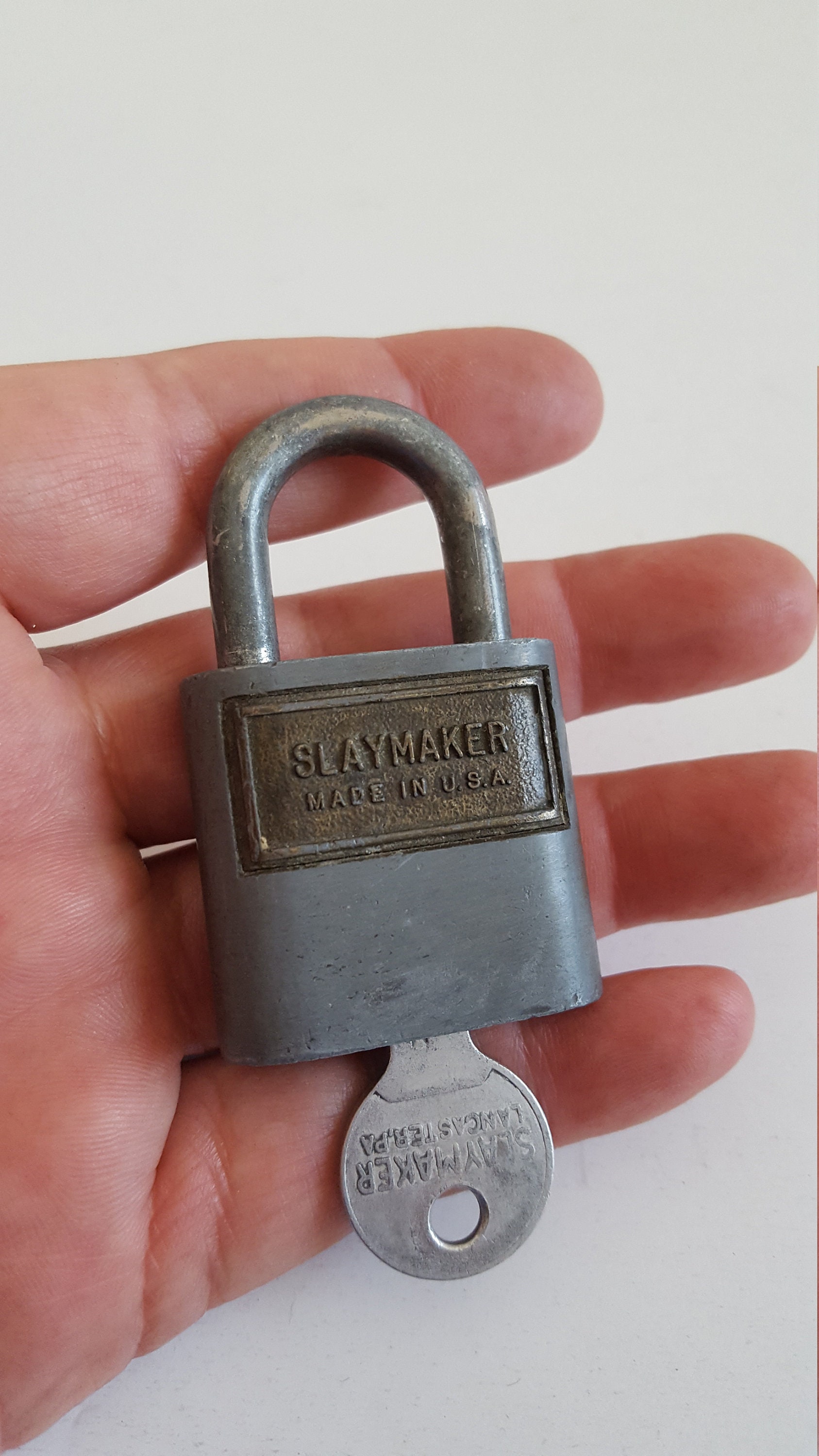 Vintage 1950s Slaymaker Padlock With Key - Gray USA Made Lock - Etsy