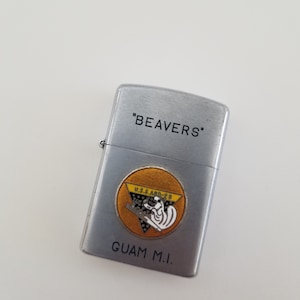 Vintage circa 1959-1971&#39;s Penguin cigarette lighter USS ARD-29 Auxiliary Repair Dock Guam, Marshall Islands &quot;Beavers&quot;, never lit