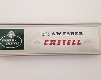 Vintage circa 1960's A.W. Faber-Castell  pencil box, with various pencils included Made in Germany,
