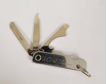 Vintage 1960's Bassett promotional keychain multi-tool Eaton Truck Components