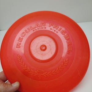 Vintage circa 1960's Frisbee Standard Model by Wham-o Flying Disc, good used shape, Toy Flying Saucers for Toss Games, scratched initials