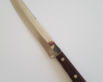 Vintage 1980s Case XX Carving Knife: Hardwood Handle, Stainless Steel Blade