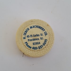 Vintage circa 1960's to 1970's advertising tape measure H.Leach Machinery Co. Providence, RI 6 ft pocket style