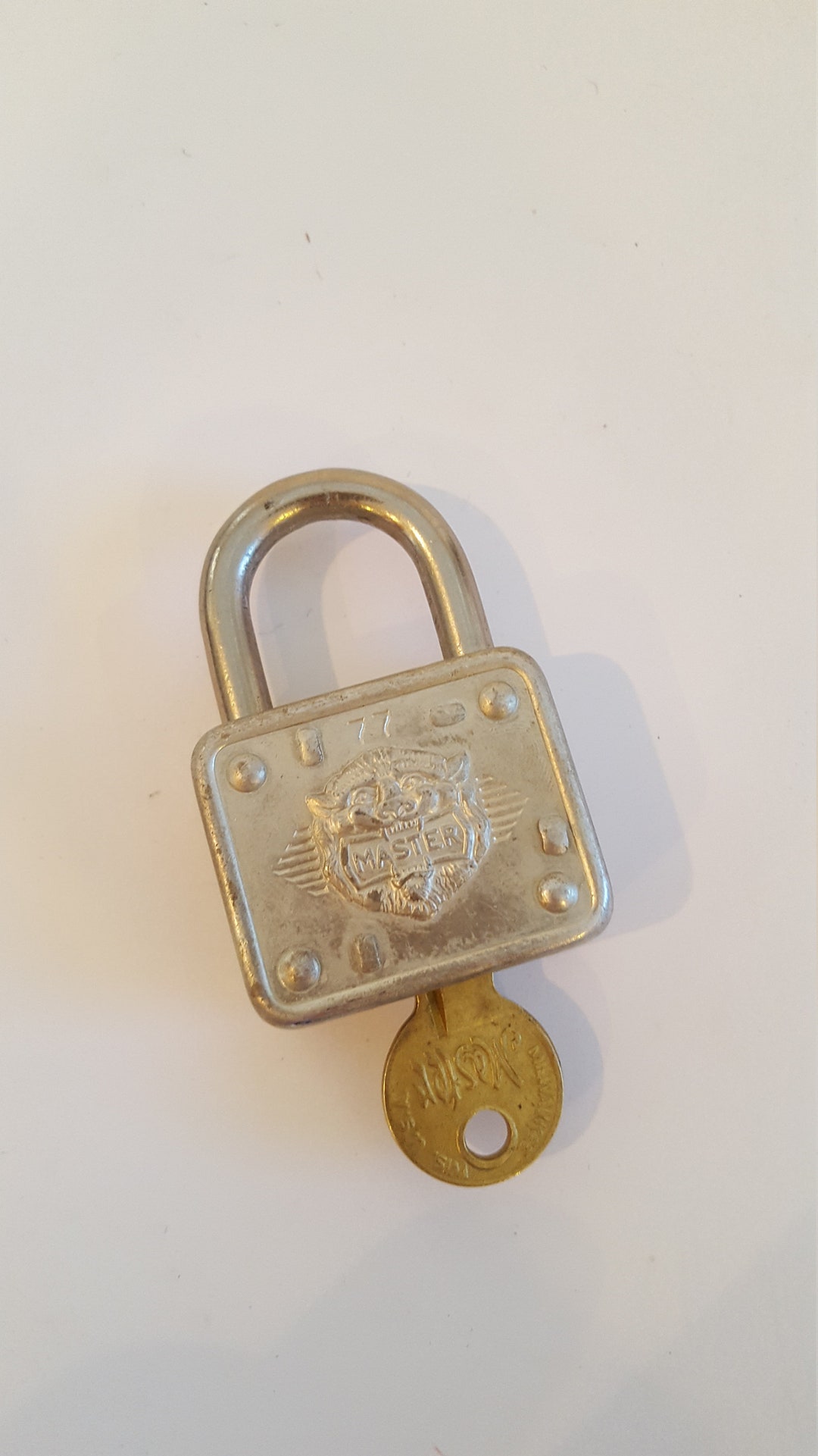 Vintage Master Lock No.77 Padlock, Includes Key Nice Condition