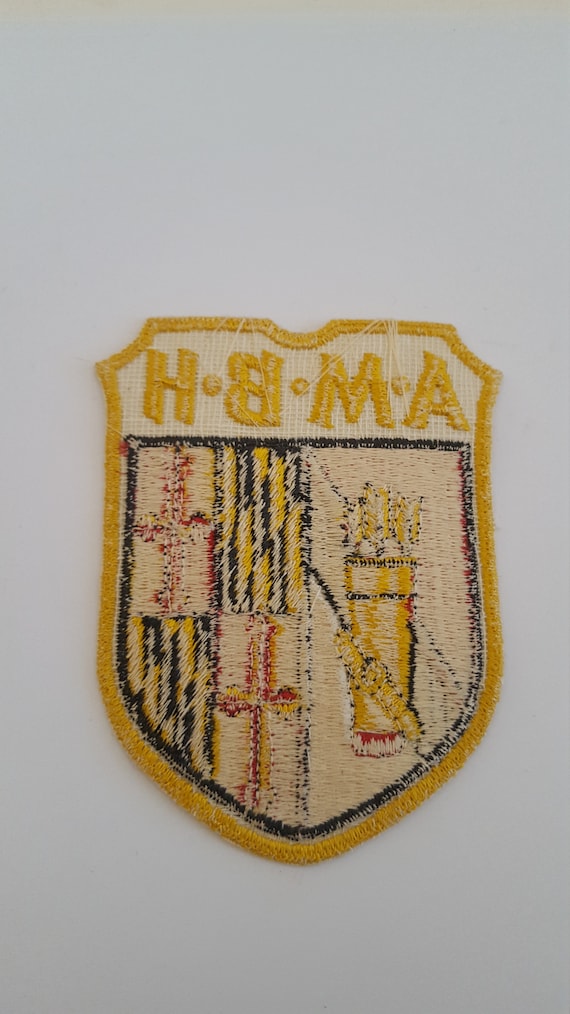 Vintage embroidered patch, 1960's, A•M•B•H with q… - image 3