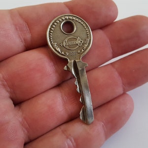 Antique/vintage circa 1930&#39;s P.&F. Corbin New Britain CT ornate lock key, nickel plated brass