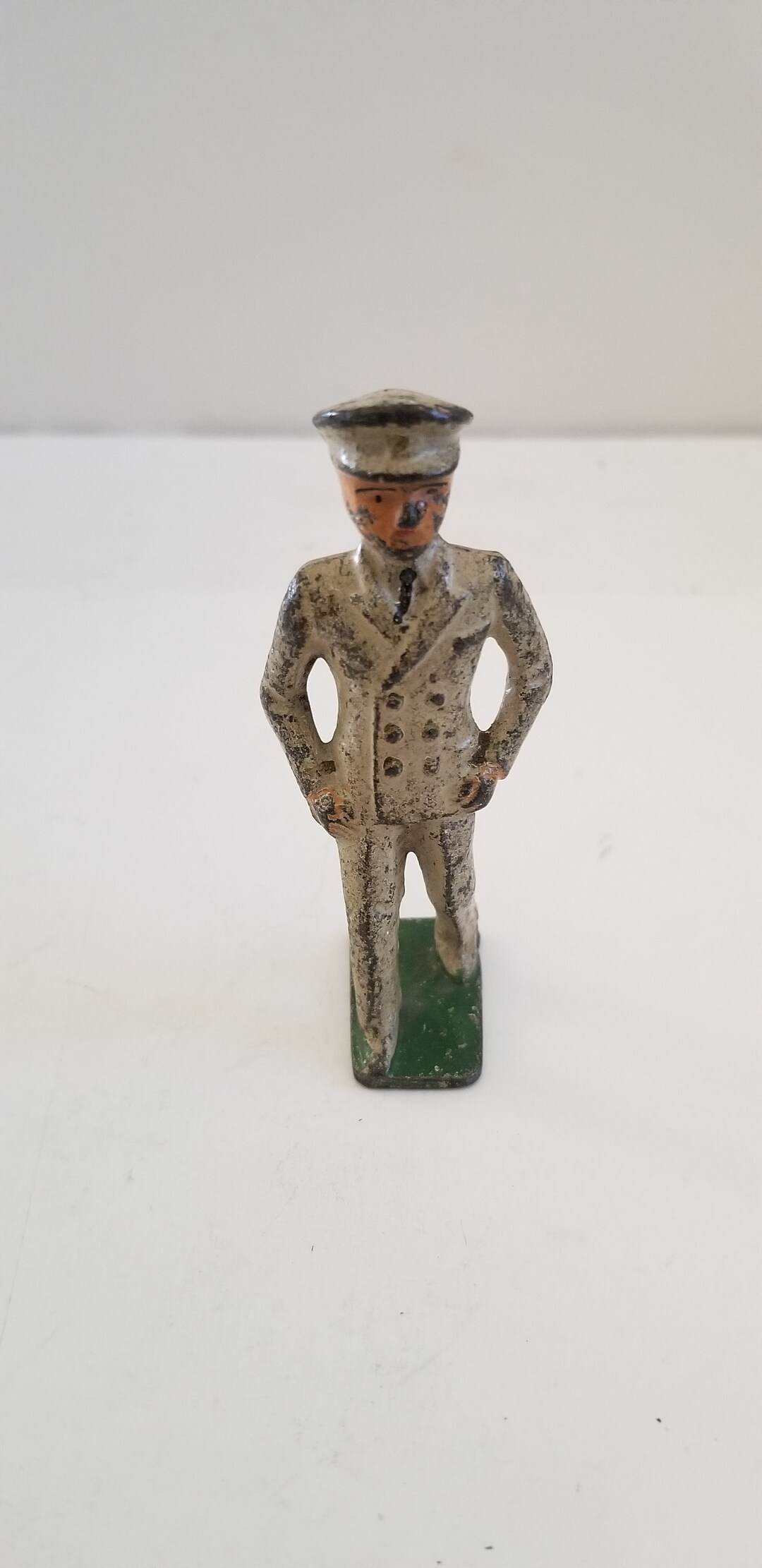 Vintage 1930's Grey Iron Toy Sailor, Cast Iron No. 68 US Naval Officer