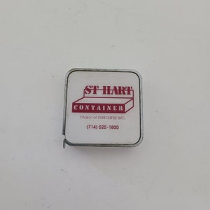 Vintage 1970&#39;s St Hart Container Division of Sunclipse Inc pocket tape measure by Barlow 6 ft length Imperial measures