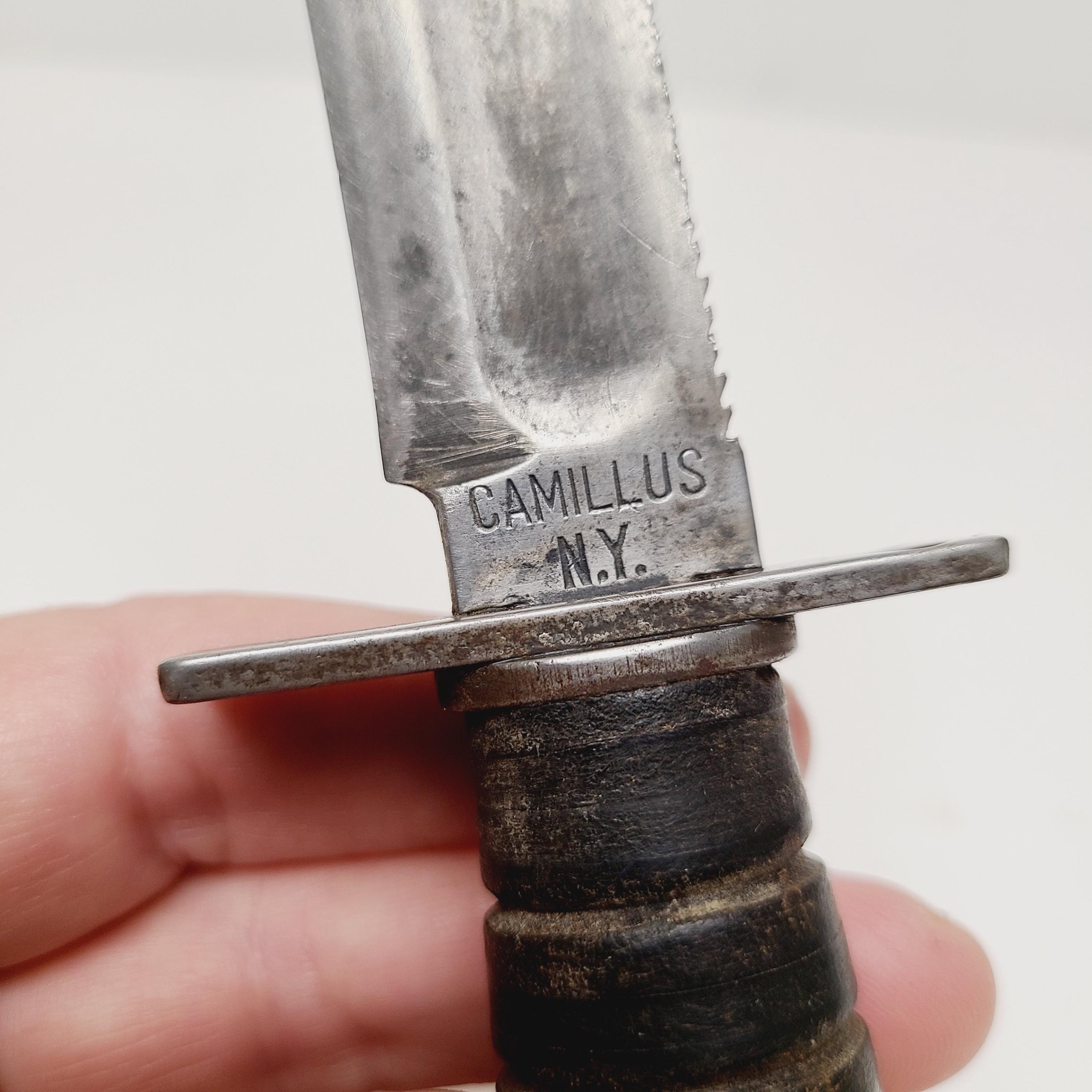 Vintage USAF Jet Pilot Survival Knife - Camillus NY - Leather 