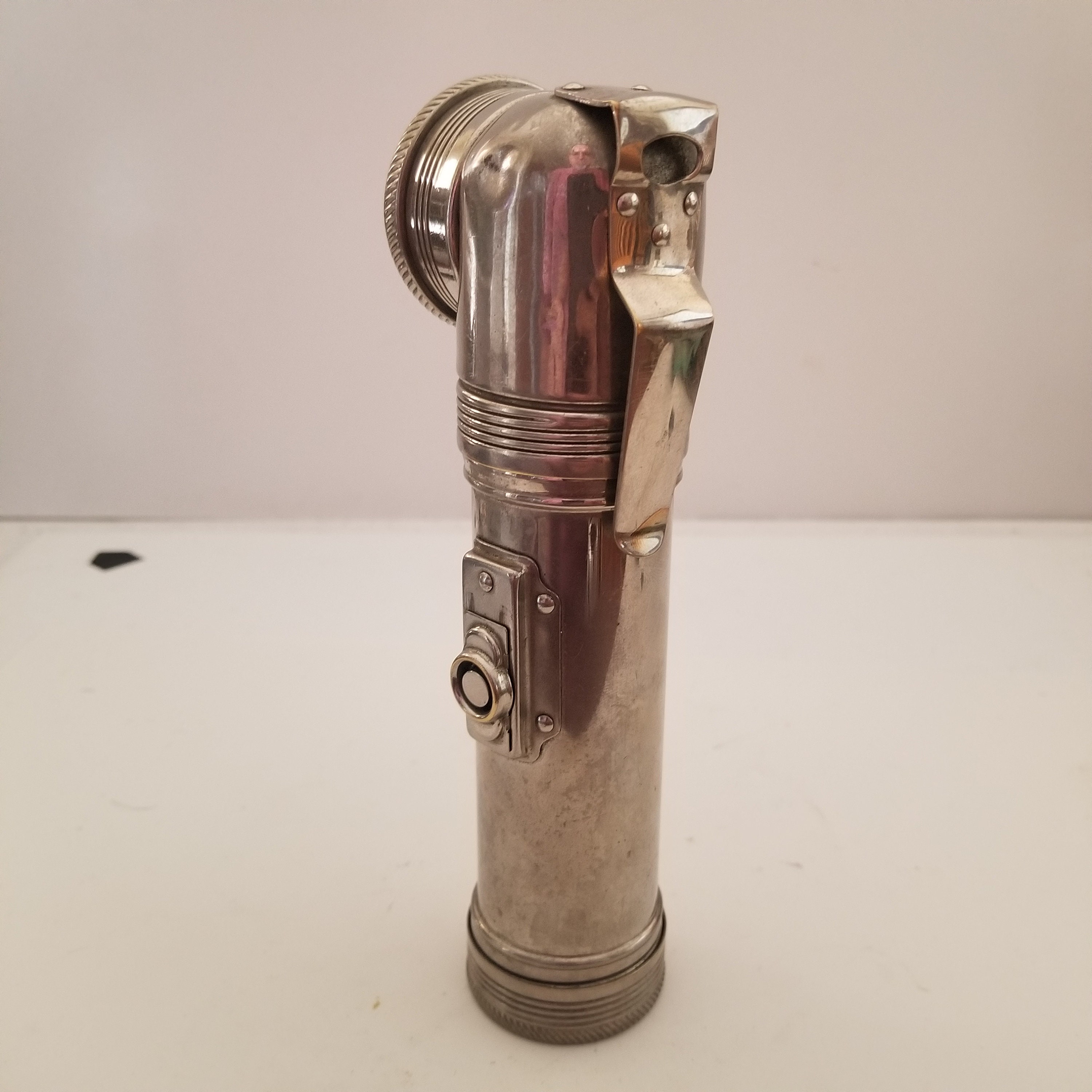Vintage 1925 Eveready Industrial Flashlight: Right Angle Nickel
